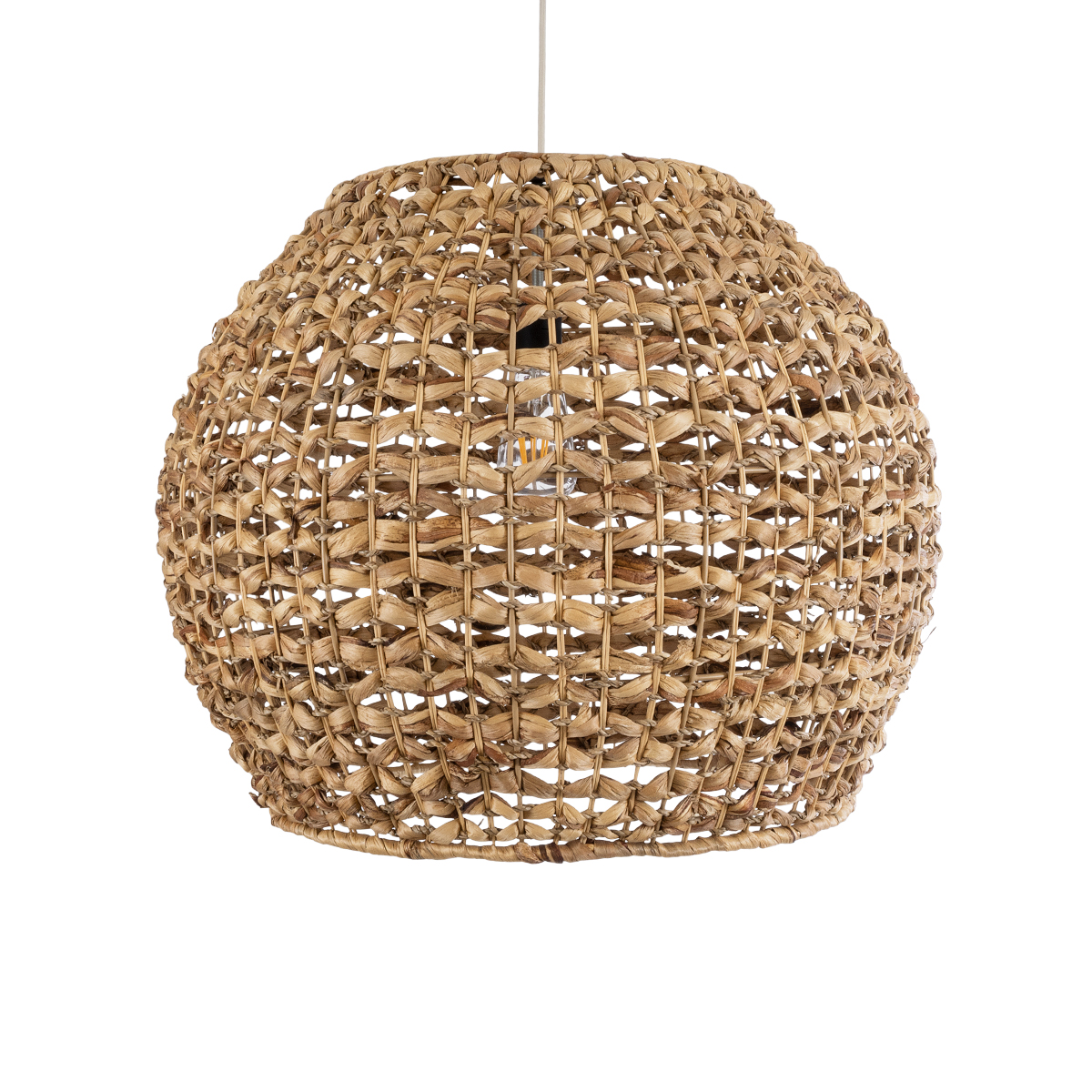 GloboStar® MANGATA 01851 Boho Κρεμαστό Φωτιστικό Καμπάνα Μονόφωτο 1 x E27 IP20 Καφέ Ξύλο - Μ60 x Π60 x Υ50cm