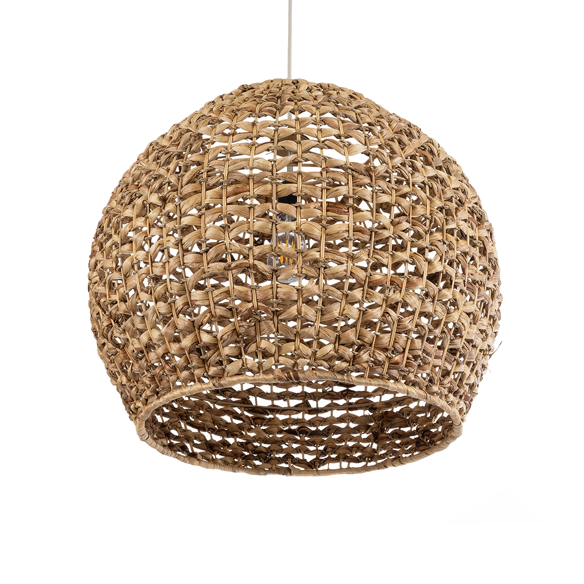 GloboStar® MANGATA 01851 Boho Κρεμαστό Φωτιστικό Καμπάνα Μονόφωτο 1 x E27 IP20 Καφέ Ξύλο - Μ60 x Π60 x Υ50cm