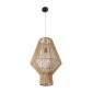 GloboStar® CAYMAN 01853 Boho Κρεμαστό Φωτιστικό Πλέγμα Μονόφωτο 1 x E27 IP20 Μπεζ Σχοινί - Μ40 x Π40 x Υ60cm