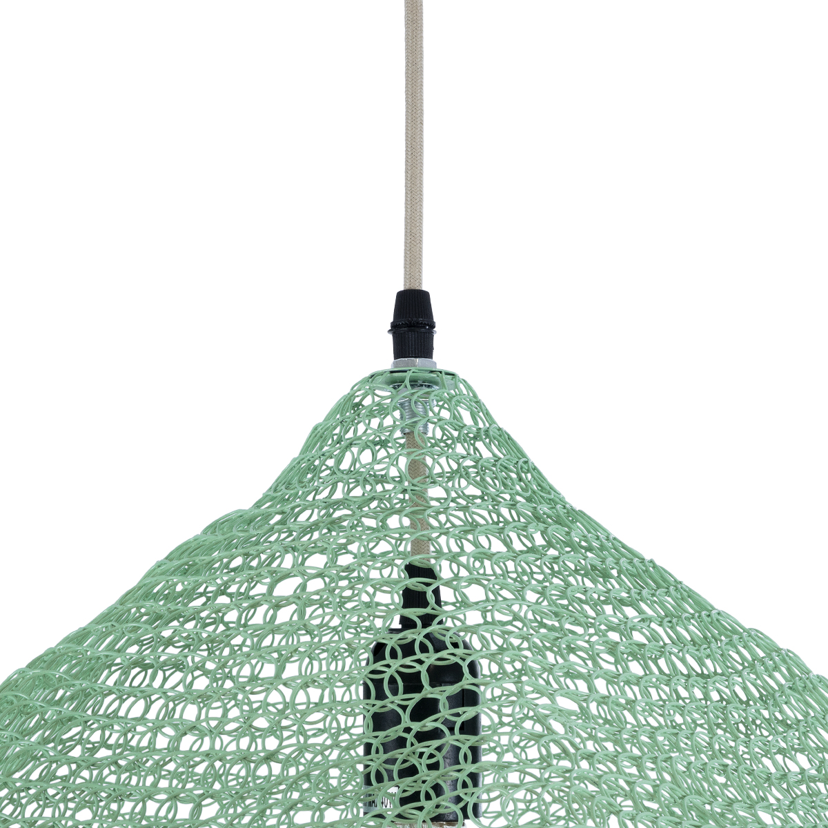 GloboStar® KENTUCKY 01864 Vintage Κρεμαστό Φωτιστικό Πλέγμα Μονόφωτο 1 x E27 IP20 Τιρκουάζ Μέταλλο - Μ40 x Π40 x Υ30cm