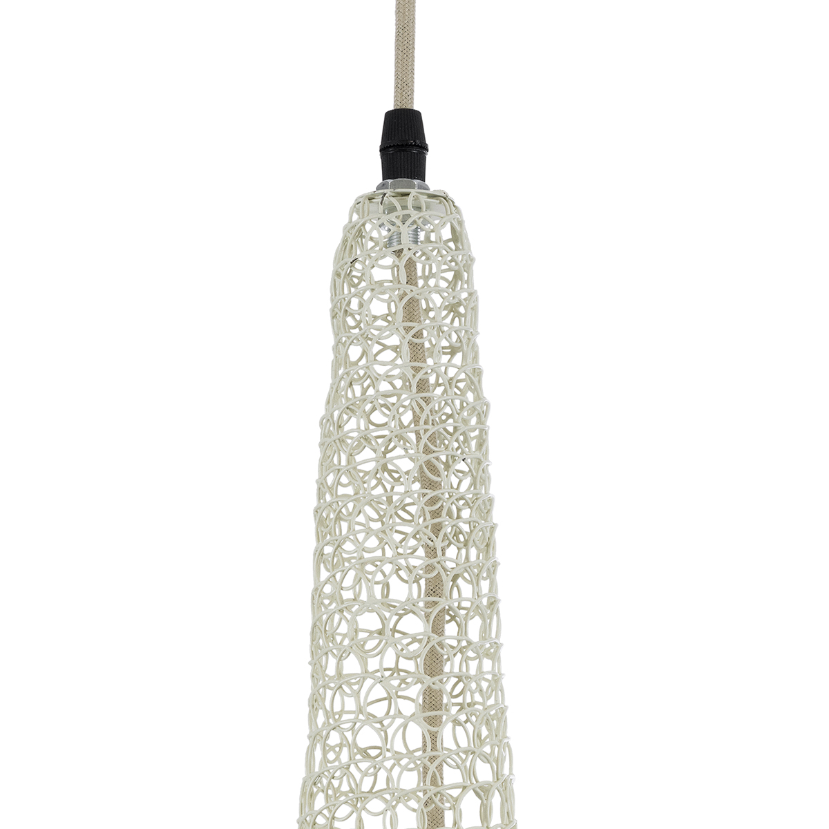 GloboStar® KENTUCKY 01871 Vintage Κρεμαστό Φωτιστικό Πλέγμα Μονόφωτο 1 x E27 IP20 Μπεζ Μέταλλο - Μ35 x Π35 x Υ60cm