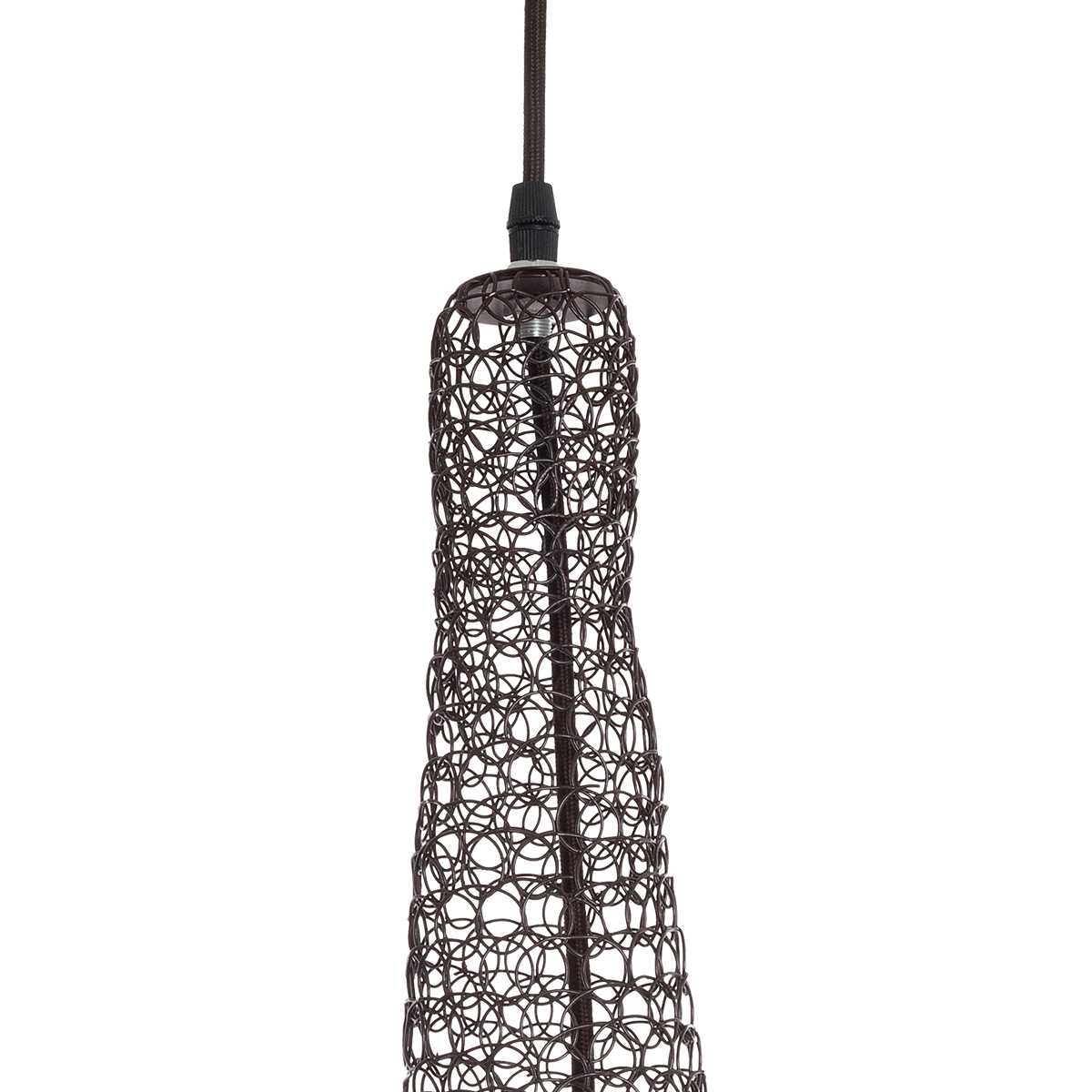 GloboStar® KENTUCKY 01875 Vintage Κρεμαστό Φωτιστικό Πλέγμα Μονόφωτο 1 x E27 IP20 Καφέ Μέταλλο - Μ50 x Π50 x Υ90cm