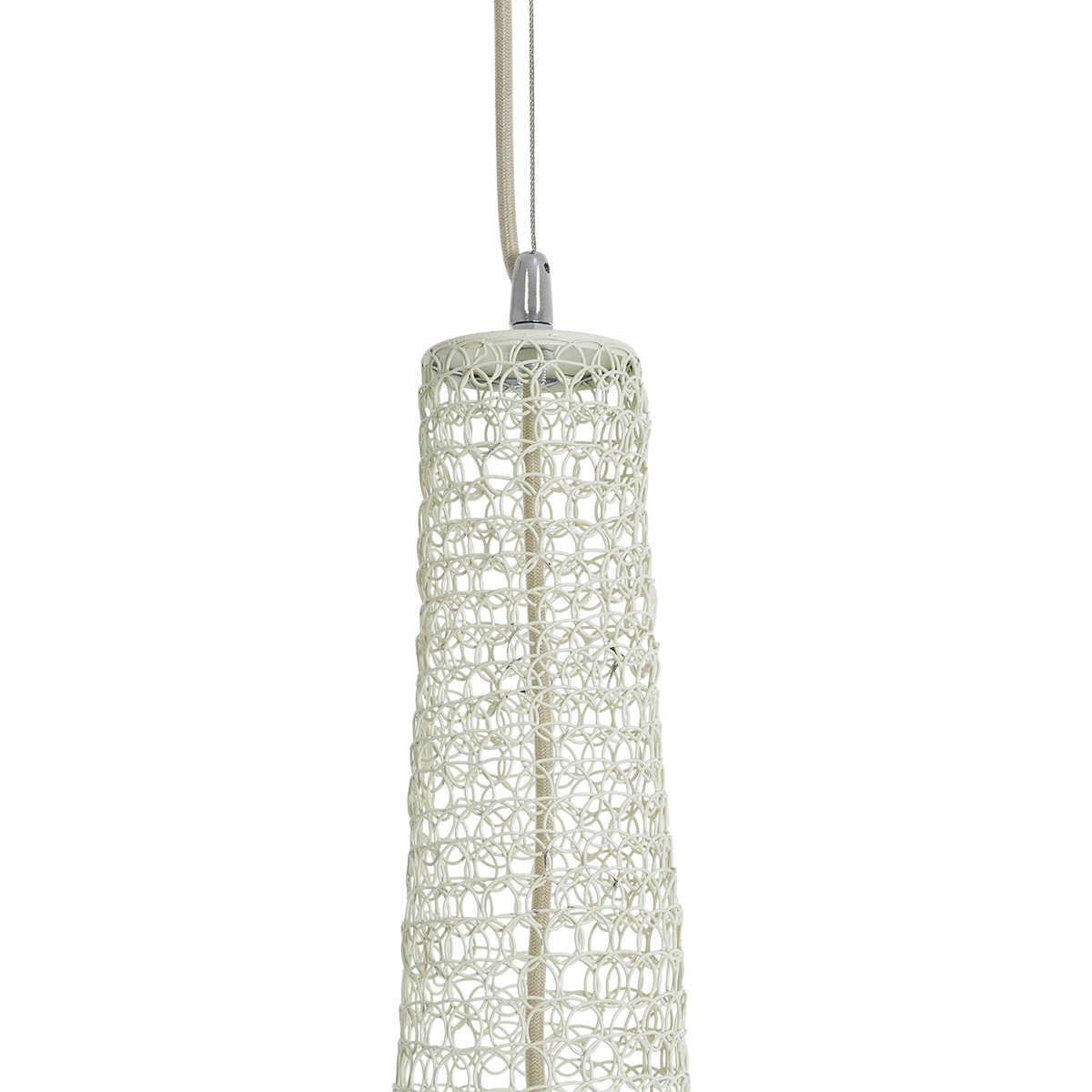 GloboStar® KENTUCKY 01877 Vintage Κρεμαστό Φωτιστικό Πλέγμα Μονόφωτο 1 x E27 IP20 Μπεζ Μέταλλο - Μ80 x Π80 x Υ140cm