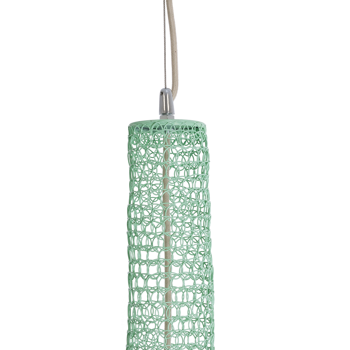 GloboStar® KENTUCKY 01879 Vintage Κρεμαστό Φωτιστικό Πλέγμα Μονόφωτο 1 x E27 IP20 Τιρκουάζ Μέταλλο - Μ80 x Π80 x Υ140cm