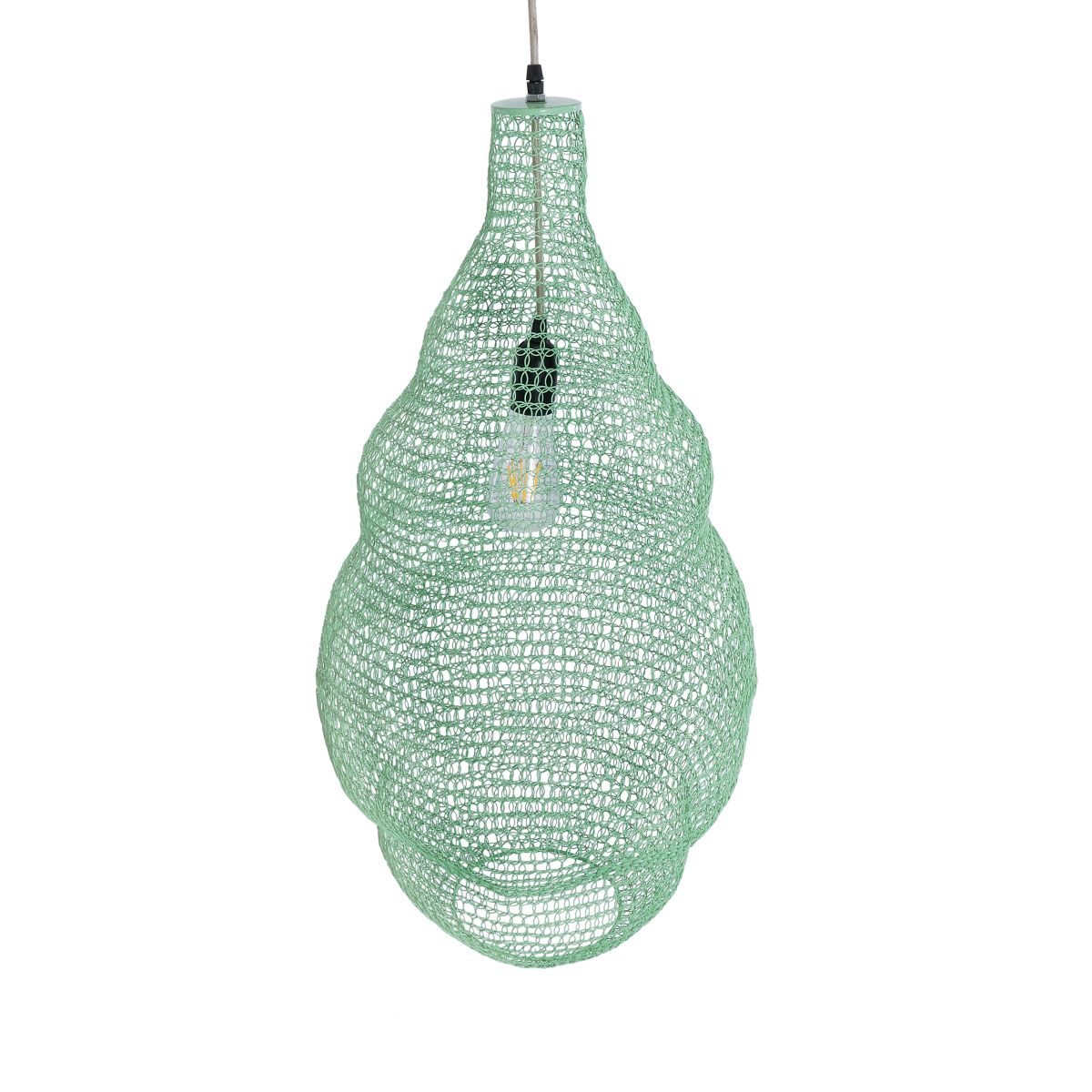 GloboStar® KENTUCKY 01897 Vintage Κρεμαστό Φωτιστικό Πλέγμα Μονόφωτο 1 x E27 IP20 Τιρκουάζ Μέταλλο - Μ40 x Π40 x Υ70cm