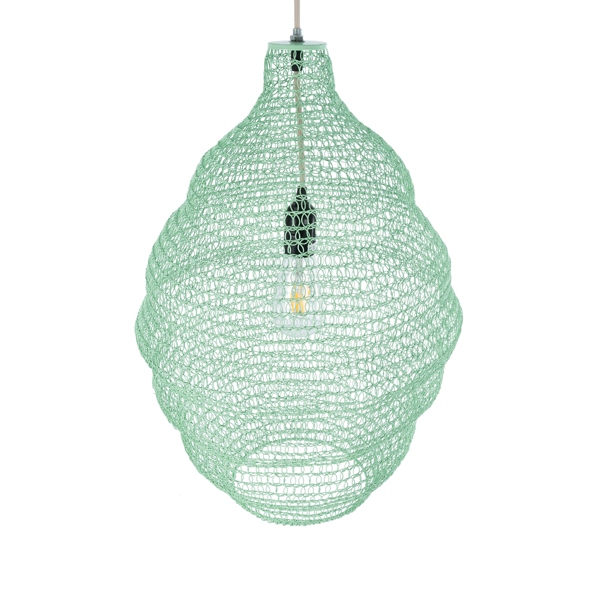 GloboStar® KENTUCKY 01900 Vintage Κρεμαστό Φωτιστικό Πλέγμα Μονόφωτο 1 x E27 IP20 Τιρκουάζ Μέταλλο - Μ40 x Π40 x Y60cm