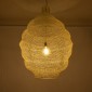GloboStar® KENTUCKY 01901 Vintage Κρεμαστό Φωτιστικό Πλέγμα Μονόφωτο 1 x E27 IP20 Μπεζ Μέταλλο - Μ80 x Π80 x Y110cm