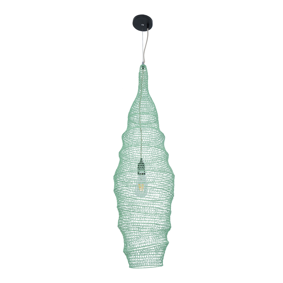 GloboStar® KENTUCKY 01909 Vintage Κρεμαστό Φωτιστικό Πλέγμα Μονόφωτο 1 x E27 IP20 Τιρκουάζ Μέταλλο - Μ30 x Π30 x Y105m