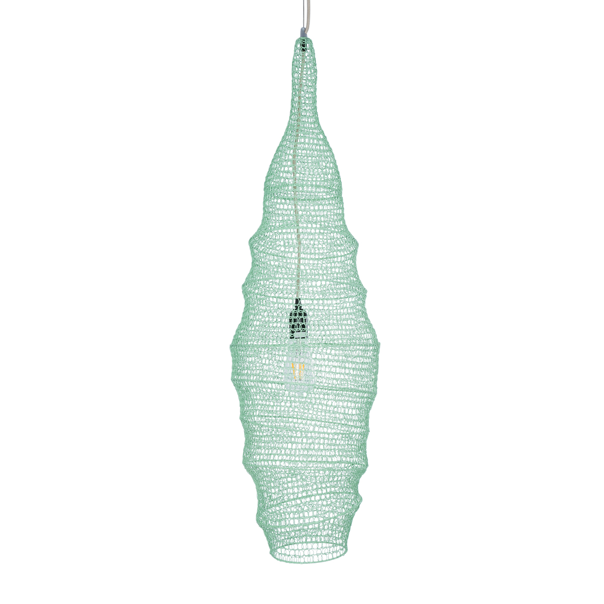 GloboStar® KENTUCKY 01909 Vintage Κρεμαστό Φωτιστικό Πλέγμα Μονόφωτο 1 x E27 IP20 Τιρκουάζ Μέταλλο - Μ30 x Π30 x Y105m