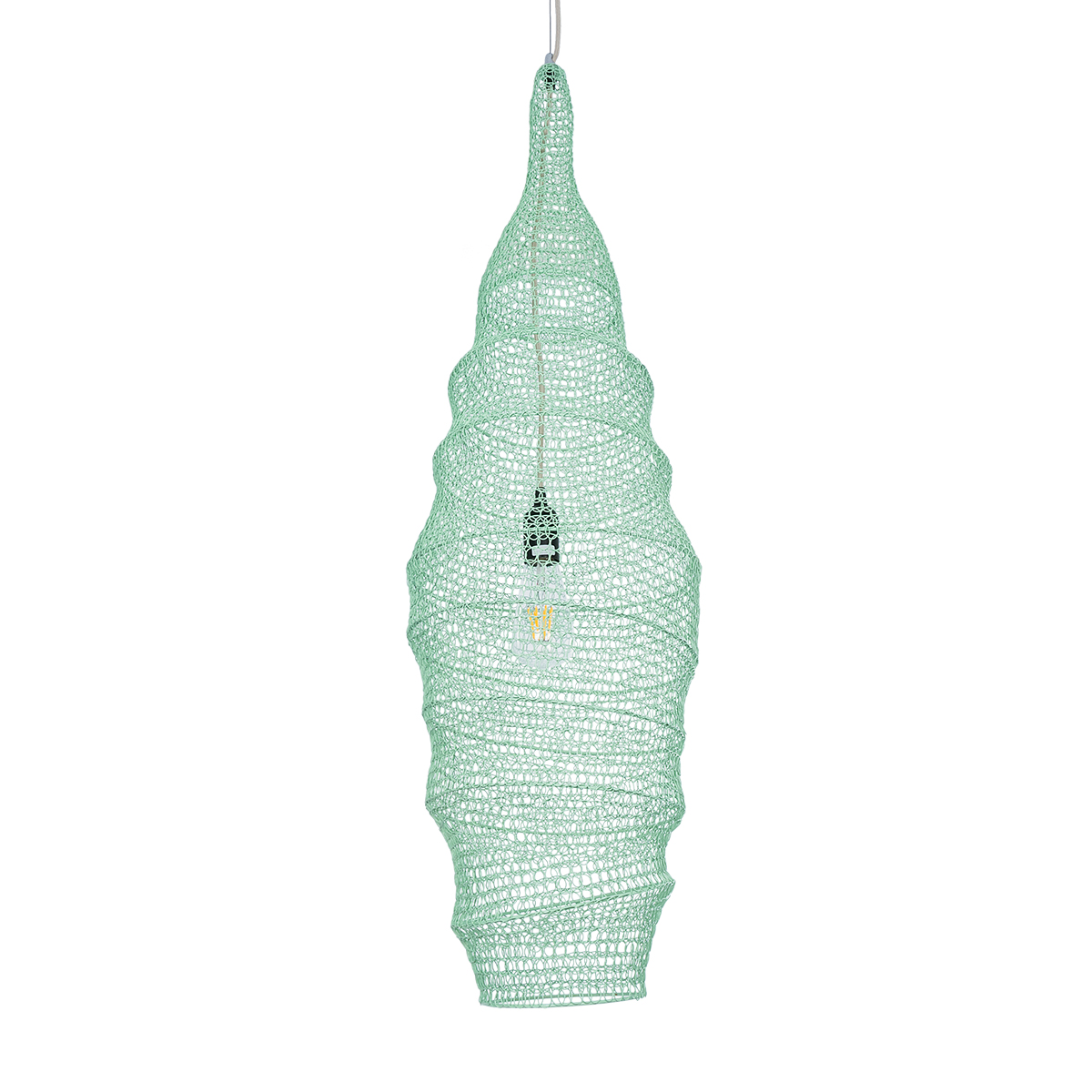 GloboStar® KENTUCKY 01909 Vintage Κρεμαστό Φωτιστικό Πλέγμα Μονόφωτο 1 x E27 IP20 Τιρκουάζ Μέταλλο - Μ30 x Π30 x Y105m