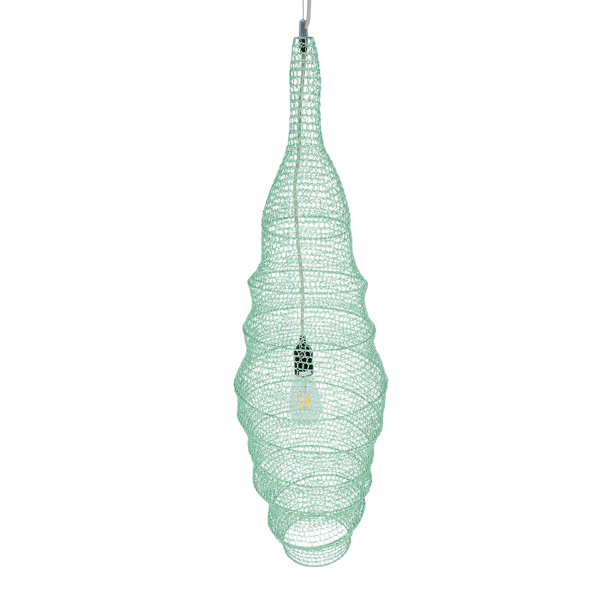 GloboStar® KENTUCKY 01909 Vintage Κρεμαστό Φωτιστικό Πλέγμα Μονόφωτο 1 x E27 IP20 Τιρκουάζ Μέταλλο - Μ30 x Π30 x Y105m