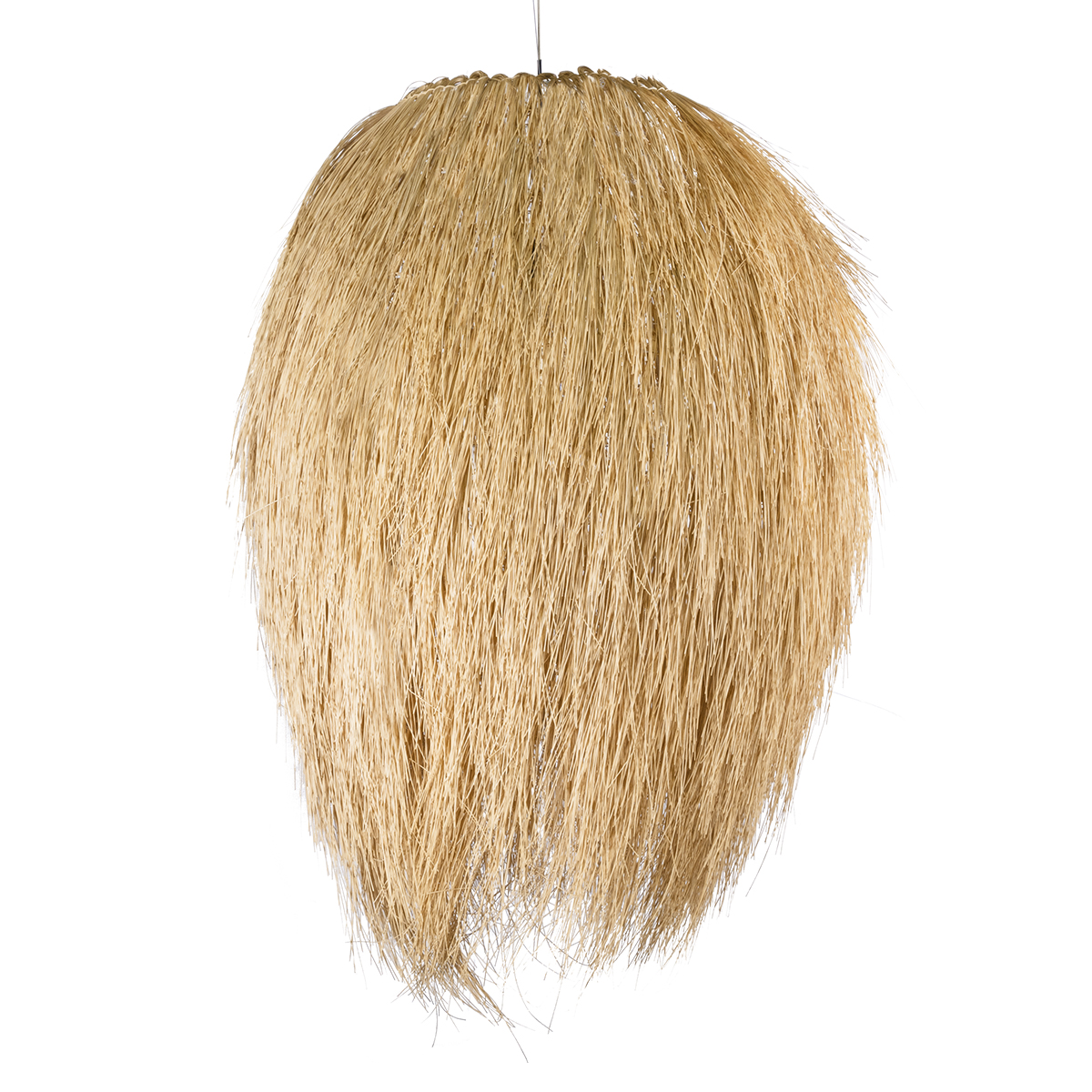 GloboStar® ARCHIPELAGO 01914 Boho Κρεμαστό Φωτιστικό Πλέγμα Μονόφωτο 1 x E27 IP20 Μπεζ Ξύλο - Μ120 x Π120 x Υ140cm
