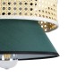 GloboStar® SAIGE 01915 Boho Κρεμαστό Φωτιστικό Πλέγμα Μονόφωτο 1 x E27 IP20 Μπεζ Ξύλο με Μαύρο & Πράσινο Ύφασμα - Μ30 x Π30 x Υ22cm