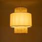 GloboStar® SAIGE 01917 Boho Κρεμαστό Φωτιστικό Πλέγμα Μονόφωτο 1 x E27 IP20 Μπεζ Ξύλο με Μπεζ & Μαύρο Ύφασμα - Μ50 x Π50 x Υ60cm