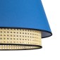 GloboStar® SAIGE 01918 Boho Κρεμαστό Φωτιστικό Πλέγμα Μονόφωτο 1 x E27 IP20 Μπεζ Ξύλο με Μπλε & Γκρι Ύφασμα - Μ50 x Π50 x Υ45cm