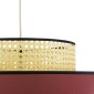 GloboStar® SAIGE 01919 Boho Κρεμαστό Φωτιστικό Πλέγμα Μονόφωτο 1 x E27 IP20 Μπεζ Ξύλο με Κόκκινο & Μπλε Ύφασμα - Μ50 x Π50 x Υ43cm