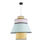 GloboStar® SAIGE 01920 Boho Κρεμαστό Φωτιστικό Πλέγμα Μονόφωτο 1 x E27 IP20 Μπεζ Ξύλο με Πολύχρωμο Ύφασμα - Μ50 x Π50 x Υ54cm