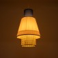 GloboStar® SAIGE 01921 Boho Κρεμαστό Φωτιστικό Πλέγμα Μονόφωτο 1 x E27 IP20 Μπεζ Ξύλο με Μπλε & Ροζ Ύφασμα - Μ30 x Π30 x Υ48cm