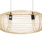 GloboStar® FISH 01927 Μοντέρνο Κρεμαστό Φωτιστικό Πλέγμα Δίφωτο 2 x E27 IP20 Μπεζ Ξύλο - Μ130 x Π42 x Υ42cm