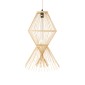 GloboStar® YOSHI 01928 Boho Κρεμαστό Φωτιστικό Πλέγμα Μονόφωτο 1 x E27 IP20 Μπεζ Ξύλο - Μ35 x Π35 x Υ60cm