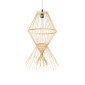 GloboStar® YOSHI 01928 Boho Κρεμαστό Φωτιστικό Πλέγμα Μονόφωτο 1 x E27 IP20 Μπεζ Ξύλο - Μ35 x Π35 x Υ60cm