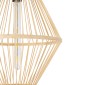 GloboStar® YOSHI 01928 Boho Κρεμαστό Φωτιστικό Πλέγμα Μονόφωτο 1 x E27 IP20 Μπεζ Ξύλο - Μ35 x Π35 x Υ60cm