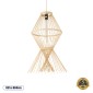 GloboStar® YOSHI 01928 Boho Κρεμαστό Φωτιστικό Πλέγμα Μονόφωτο 1 x E27 IP20 Μπεζ Ξύλο - Μ35 x Π35 x Υ60cm