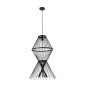 GloboStar® YOSHI 01929 Boho Κρεμαστό Φωτιστικό Πλέγμα Μονόφωτο 1 x E27 IP20 Μαύρο Ξύλο - Μ35 x Π35 x Υ60cm