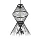 GloboStar® YOSHI 01929 Boho Κρεμαστό Φωτιστικό Πλέγμα Μονόφωτο 1 x E27 IP20 Μαύρο Ξύλο - Μ35 x Π35 x Υ60cm