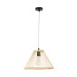 GloboStar® TYGEE 01930 Boho Κρεμαστό Φωτιστικό Πλέγμα Μονόφωτο 1 x E27 IP20 Μπεζ Ξύλο - Μ35 x Π35 x Υ22cm