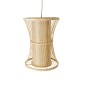 GloboStar® HIBISCUS 01932 Boho Κρεμαστό Φωτιστικό Πλέγμα Μονόφωτο 1 x E27 IP20 Μπεζ Ξύλο - Μ30 x Π30 x Υ40cm