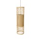 GloboStar® HIBISCUS 01933 Boho Κρεμαστό Φωτιστικό Πλέγμα Μονόφωτο 1 x E27 IP20 Μπεζ Ξύλο - Μ20 x Π20 x Υ70cm