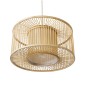 GloboStar® HIBISCUS 01935 Boho Κρεμαστό Φωτιστικό Πλέγμα Μονόφωτο 1 x E27 IP20 Μπεζ Ξύλο - Μ40 x Π40 x Υ20cm