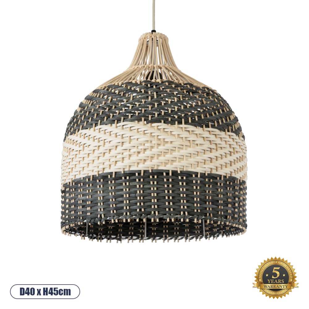 GLOBOSTAR® BARBADOS 01944 Boho Κρεμαστό Φωτιστικό Οροφής με Ντουί 1 x E27 AC 220-240V IP20 - Μπεζ & Χακί - Μ40 x Π40 x Υ45cm