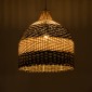 GloboStar® BARBADOS 01944 Boho Κρεμαστό Φωτιστικό Καμπάνα Μονόφωτο 1 x E27 IP20 Μπεζ & Χακί Ξύλο - Μ40 x Π40 x Υ45cm