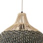 GloboStar® BARBADOS 01944 Boho Κρεμαστό Φωτιστικό Καμπάνα Μονόφωτο 1 x E27 IP20 Μπεζ & Χακί Ξύλο - Μ40 x Π40 x Υ45cm