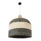 GloboStar® BARBADOS 01945 Boho Κρεμαστό Φωτιστικό Καμπάνα Μονόφωτο 1 x E27 IP20 Μπεζ & Χακί Ξύλο - Μ60 x Π60 x Υ60cm