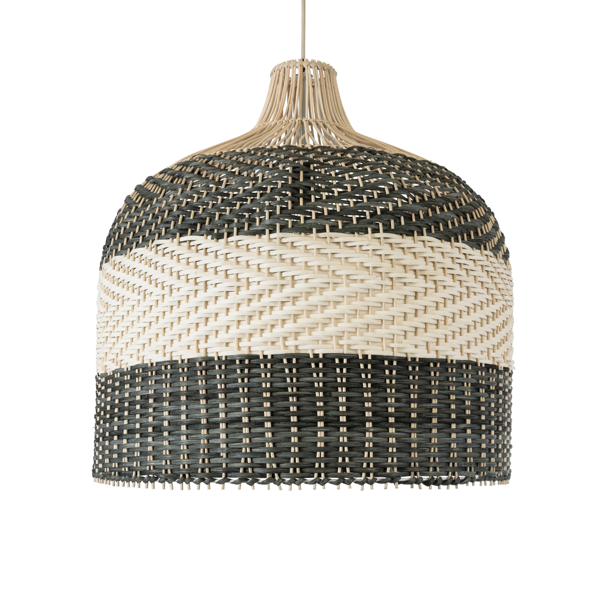 GloboStar® BARBADOS 01945 Boho Κρεμαστό Φωτιστικό Καμπάνα Μονόφωτο 1 x E27 IP20 Μπεζ & Χακί Ξύλο - Μ60 x Π60 x Υ60cm