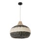 GloboStar® BARBADOS 01946 Boho Κρεμαστό Φωτιστικό Καμπάνα Μονόφωτο 1 x E27 IP20 Μπεζ & Χακί Ξύλο - Μ40 x Π40 x Υ34cm