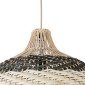 GloboStar® BARBADOS 01946 Boho Κρεμαστό Φωτιστικό Καμπάνα Μονόφωτο 1 x E27 IP20 Μπεζ & Χακί Ξύλο - Μ40 x Π40 x Υ34cm