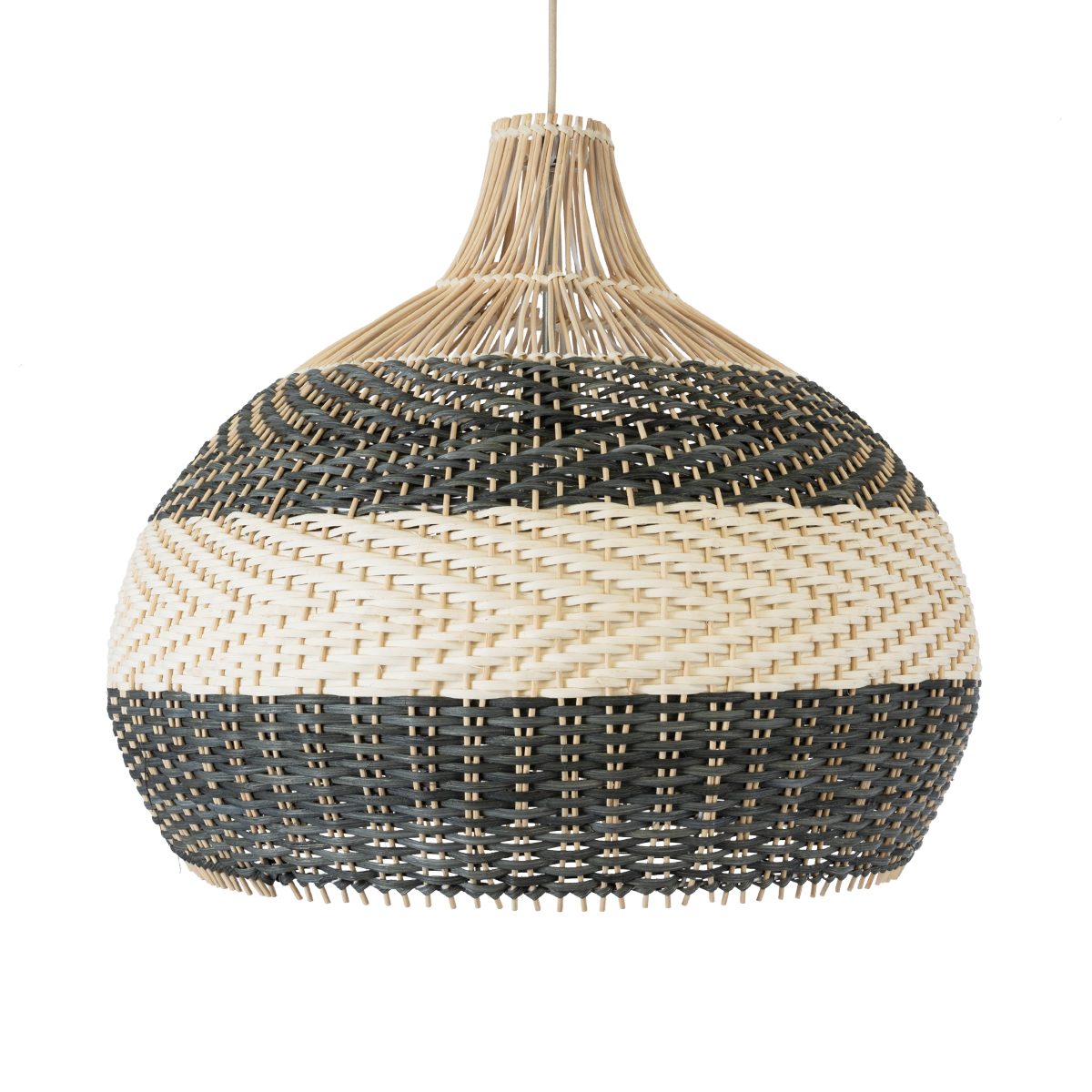 GloboStar® BARBADOS 01947 Boho Κρεμαστό Φωτιστικό Καμπάνα Μονόφωτο 1 x E27 IP20 Μπεζ & Χακί Ξύλο - Μ60 x Π60 x Υ60cm