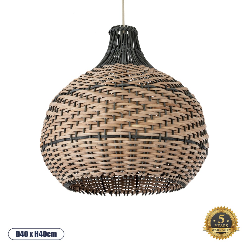 GLOBOSTAR® SEYCHELLES 01948 Boho Κρεμαστό Φωτιστικό Οροφής με Ντουί 1 x E27 AC 220-240V IP20 - Μπεζ & Χακί - Μ40 x Π40 x Υ40cm