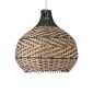 GloboStar® SEYCHELLES 01948 Boho Κρεμαστό Φωτιστικό Καμπάνα Μονόφωτο 1 x E27 IP20 Μπεζ, Χακί & Καφέ Ξύλο - Μ40 x Π40 x Υ40cm