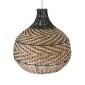 GloboStar® SEYCHELLES 01948 Boho Κρεμαστό Φωτιστικό Καμπάνα Μονόφωτο 1 x E27 IP20 Μπεζ, Χακί & Καφέ Ξύλο - Μ40 x Π40 x Υ40cm