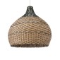 GloboStar® SEYCHELLES 01949 Boho Κρεμαστό Φωτιστικό Καμπάνα Μονόφωτο 1 x E27 IP20 Μπεζ, Καφέ & Χακί Ξύλο - Μ60 x Π60 x Υ60cm