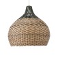 GloboStar® SEYCHELLES 01949 Boho Κρεμαστό Φωτιστικό Καμπάνα Μονόφωτο 1 x E27 IP20 Μπεζ, Καφέ & Χακί Ξύλο - Μ60 x Π60 x Υ60cm