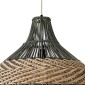 GloboStar® SEYCHELLES 01949 Boho Κρεμαστό Φωτιστικό Καμπάνα Μονόφωτο 1 x E27 IP20 Μπεζ, Καφέ & Χακί Ξύλο - Μ60 x Π60 x Υ60cm