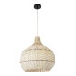 GloboStar® SANTACRUZ 01950 Boho Κρεμαστό Φωτιστικό Καμπάνα Μονόφωτο 1 x E27 IP20 Μπεζ & Καφέ Ξύλο - Μ40 x Π40 x Υ40cm