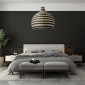 GloboStar® JAMAICA 01955 Boho Κρεμαστό Φωτιστικό Καμπάνα Μονόφωτο 1 x E27 IP20 Μπεζ & Χακί Ξύλο - Μ60 x Π60 x Υ60cm