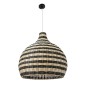 GloboStar® JAMAICA 01955 Boho Κρεμαστό Φωτιστικό Καμπάνα Μονόφωτο 1 x E27 IP20 Μπεζ & Χακί Ξύλο - Μ60 x Π60 x Υ60cm